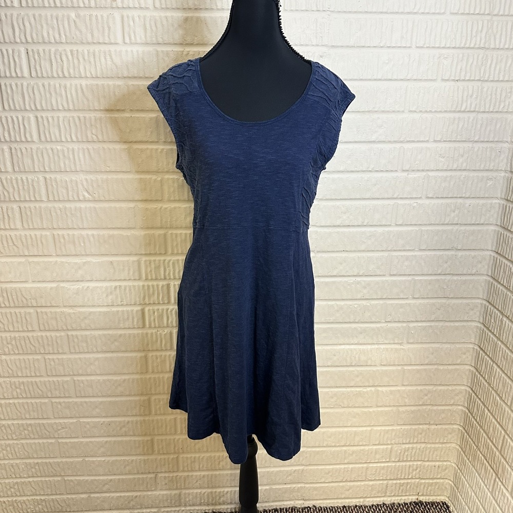 Toad & Co Women's Blue Heathered Wrap Dress Sz M Casual Lounge Flowy Basic